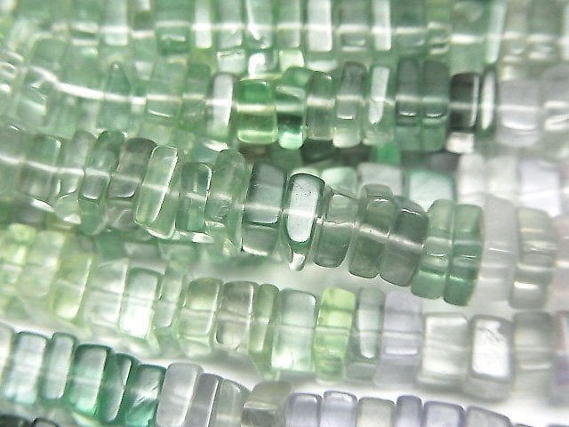 多色螢石 AAA級- 方形算盤珠 (碟形) 1串珠子 (約15英吋/38公分)