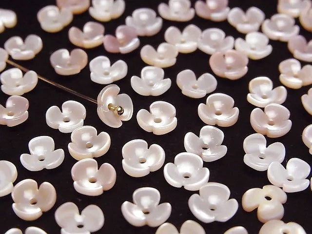 Hochwertige rosa Muschel AAA 3D Blume 6mm Mittel-Loch 4 Stück