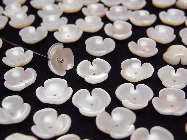 Hochwertige rosa Muschel AAA 3D Blume 10mm Mittel-Loch 2 Stück