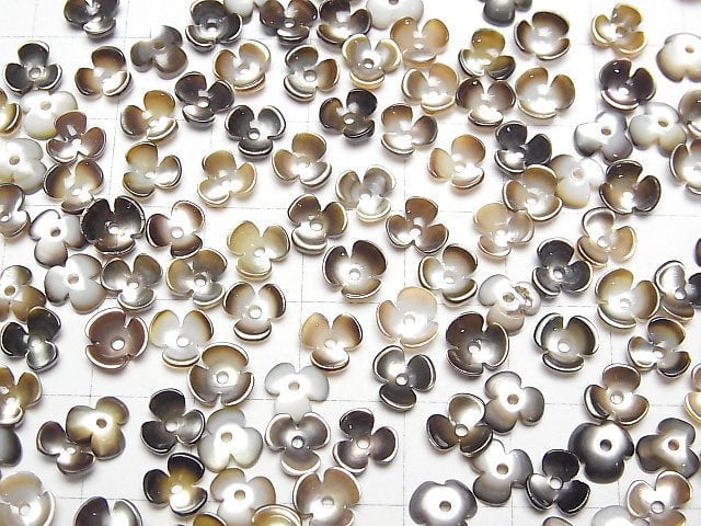 Hochwertige schwarze Muschel (Schwarzlippen-Auster) AAA 3D Blume 6mm Mittel-Loch 4 Stück