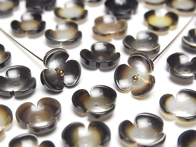 頂級黑蝶貝 AAA 3D 雕花 10毫米 中心孔 4顆