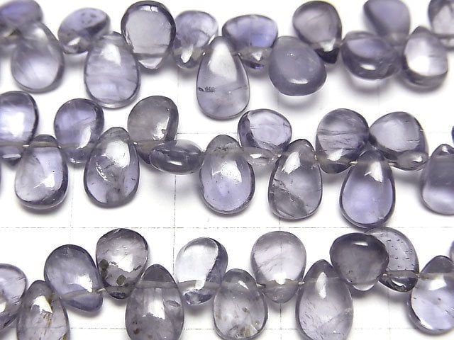 高品質堇青石 AA+ 梨形(平滑)1串珠子(約6英吋/14公分)