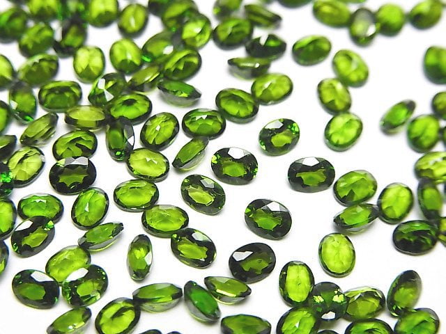 高品質鉻透輝石 AAA 級裸石 橢圓形刻面 4x3mm 5顆