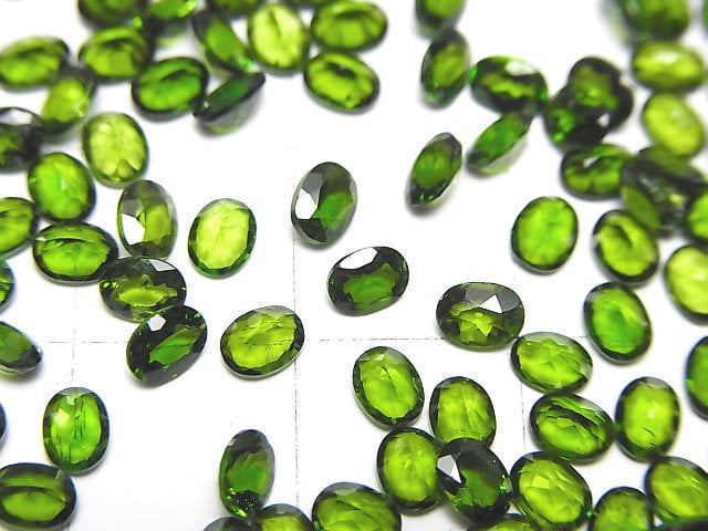 高品質鉻透輝石 AAA 級裸石 橢圓形刻面 4x3mm 5顆