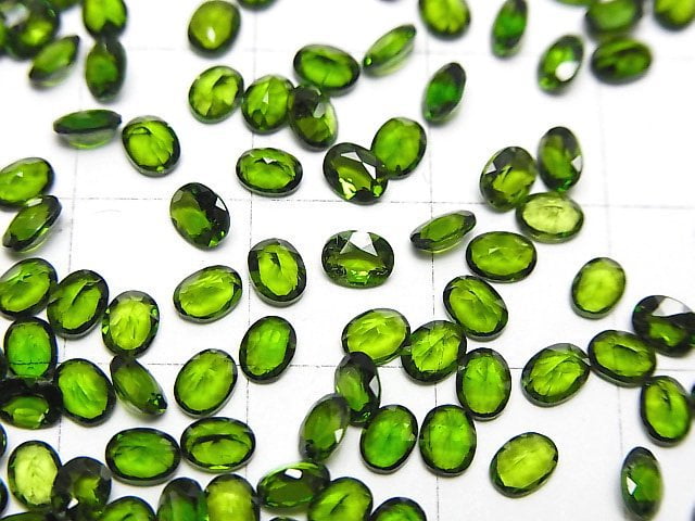 Hochwertiger Chrom-Diopsid AAA lose Steine oval facettiert 4x3mm 5 Stück