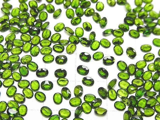 Hochwertiger Chrom-Diopsid AAA lose Steine oval facettiert 4x3mm 5 Stück