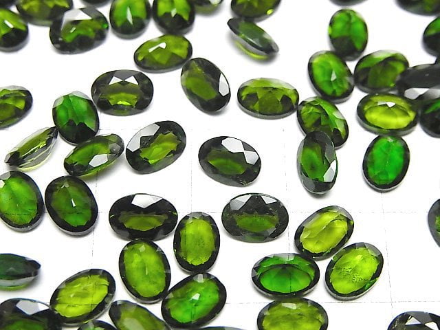 Hochwertiger Chrom-Diopsid AAA lose Steine oval facettiert 7x5mm 1 Stück