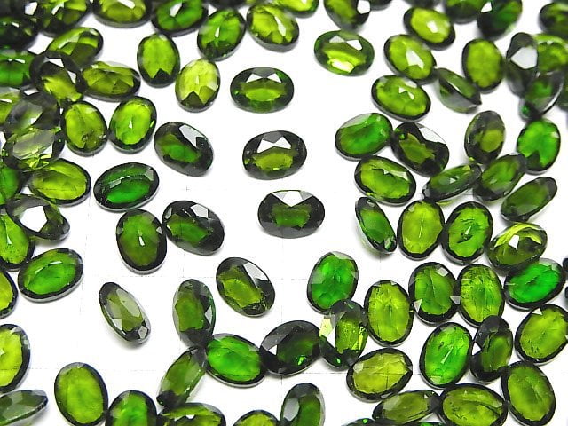 Hochwertiger Chrom-Diopsid AAA lose Steine oval facettiert 7x5mm 1 Stück