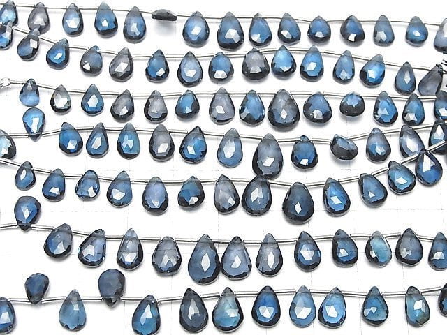 Hochwertiger London Blue Topas AAA Birnenform facettierte Briolette halb oder 1Strang Perlen (ca. 4 Zoll/10 cm)