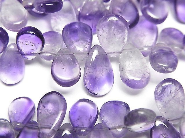 優質雙色紫水晶 AA++ 梨形 (平滑) 1串珠子 (約4英吋/10公分)
