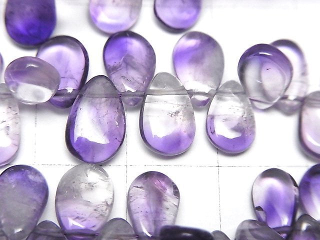 優質雙色紫水晶 AA++ 梨形 (平滑) 1串珠子 (約4英吋/10公分)