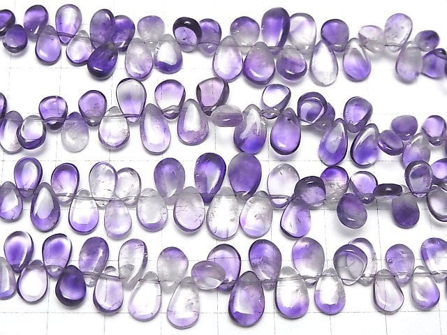 Hochwertiger Bicolor-Amethyst AA++ Tropfenform (Glatt) 1Strang Perlen (ca. 4 Zoll/10 cm)
