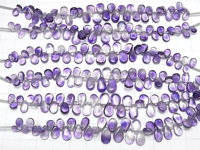 Hochwertiger Bicolor-Amethyst AA++ Tropfenform (Glatt) 1Strang Perlen (ca. 4 Zoll/10 cm)