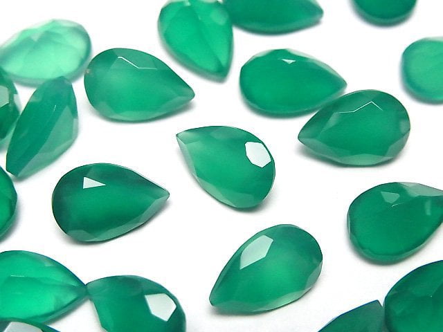 高品質綠瑪瑙 AAA 梨形刻面裸石 12x8mm 2顆