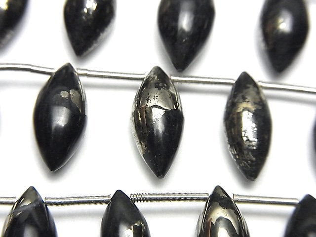 矩陣黃鐵礦馬眼米珠 (平滑) 1串 (15顆)