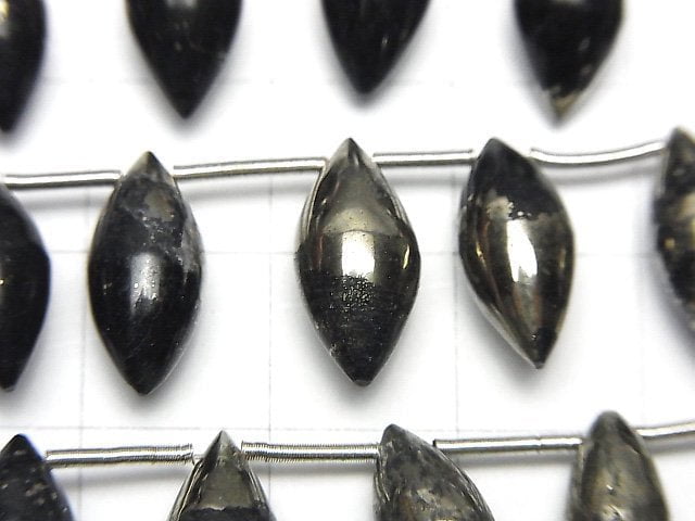 矩陣黃鐵礦馬眼米珠 (平滑) 1串 (15顆)