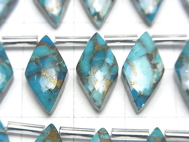 藍銅綠松石 AAA 鑽石 16x8mm 半串或 1 串珠子 (8 顆)