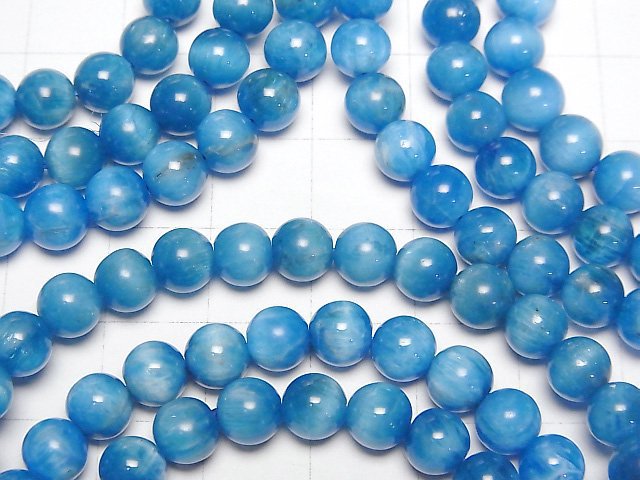 Madagaskar blauer Apatit Katzenauge AA++ Rund 6mm Armband