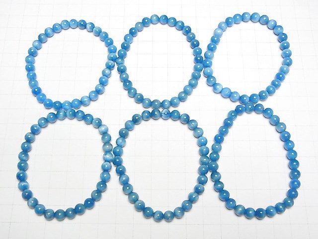 Madagaskar blauer Apatit Katzenauge AA++ Rund 6mm Armband