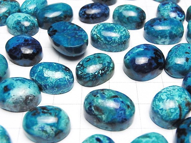 Hochwertige Chrysokoll AAA Oval Cabochon Größe Mix 2 Stück