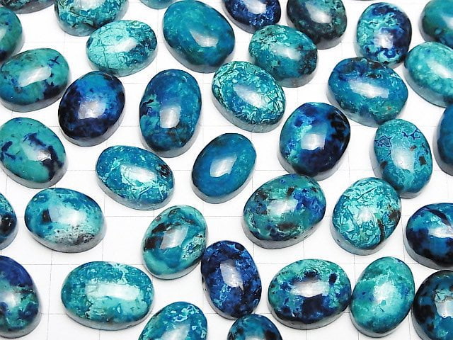 Hochwertige Chrysokoll AAA Oval Cabochon Größe Mix 2 Stück