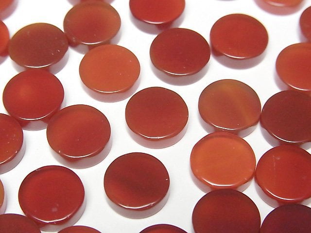 紅瑪瑙未鑽孔扁平硬幣珠 10x10mm 5顆