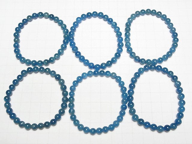 Madagaskar blauer Apatit AA++ rund 6mm Armband