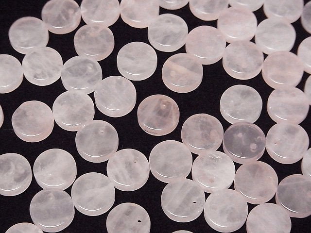 Rosenquarz AA++ Flache Münze 10x10mm 5 Stück