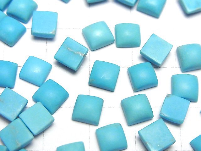Arizona Frost Kingman Türkis AAA- Lose Stein Quadrat Cabochon 6x6mm 2 Stück