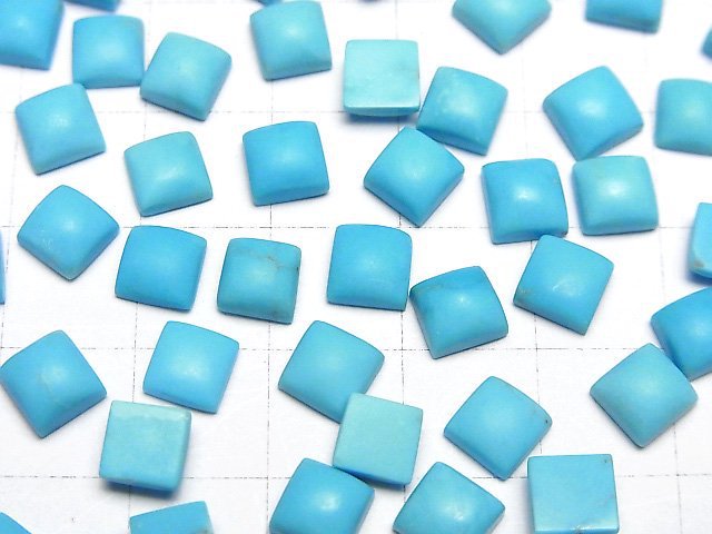 Arizona Frost Kingman Türkis AAA- Lose Stein Quadrat Cabochon 6x6mm 2 Stück