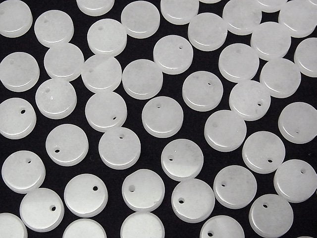Weißer Jade Flache Münze 10x10mm 5 Stück