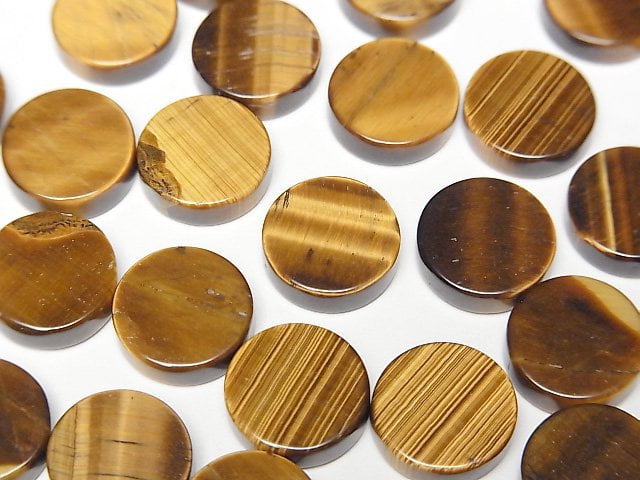 黃虎眼石 AA++ 未鑽孔扁平硬幣 10x10mm 5顆