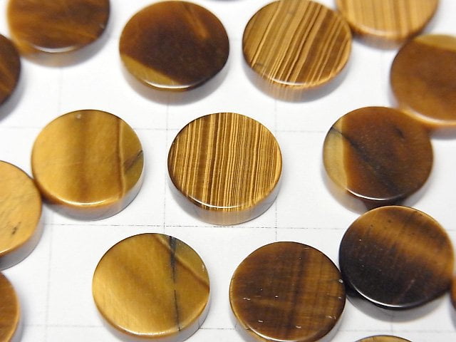 黃虎眼石 AA++ 未鑽孔扁平硬幣 10x10mm 5顆