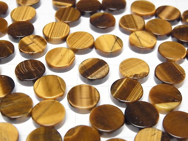 Gelber Tigerauge AA++ Ungebohrt Flache Münze 10x10mm 5 Stück