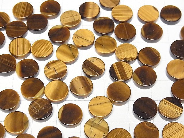 Gelber Tigerauge AA++ Ungebohrt Flache Münze 10x10mm 5 Stück