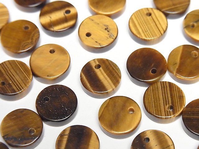 黃虎眼石AA++扁圓形10x10mm 5顆