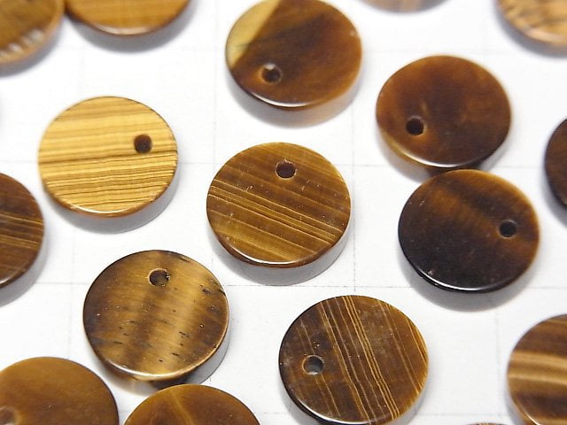黃虎眼石AA++扁圓形10x10mm 5顆
