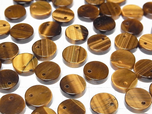 Gelber Tigerauge AA++ Flache Münze 10x10mm 5 Stück