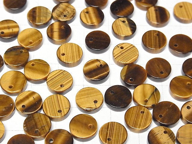 Gelber Tigerauge AA++ Flache Münze 10x10mm 5 Stück