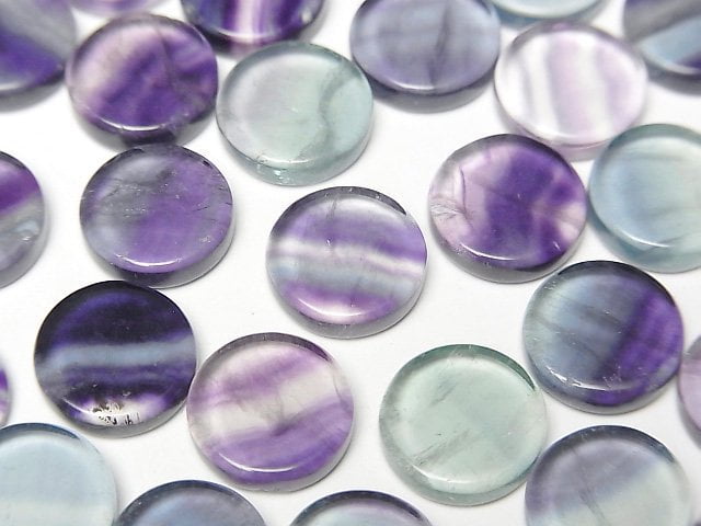 多色螢石未鑽平圓幣 10x10mm 5顆