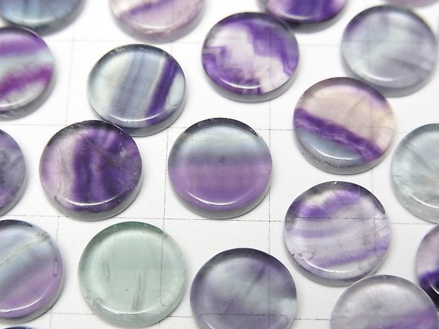 多色螢石未鑽平圓幣 10x10mm 5顆