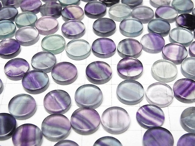 Multicolor Fluorit Ungebohrt Flache Münze 10x10mm 5 Stück