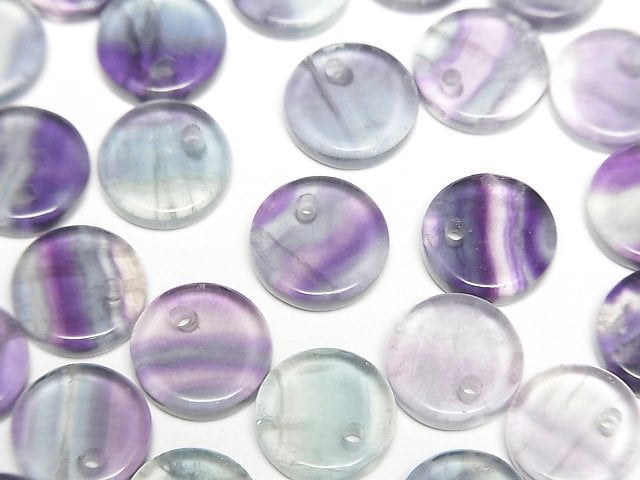 多色螢石扁平圓幣珠 10x10mm 5顆/份