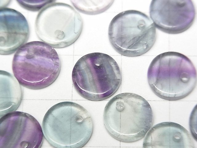 多色螢石扁平圓幣珠 10x10mm 5顆/份