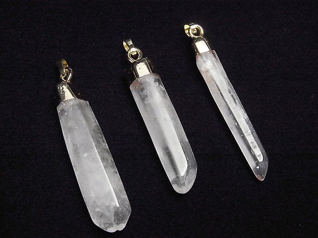 水晶AA++尖頭吊墜金色1入