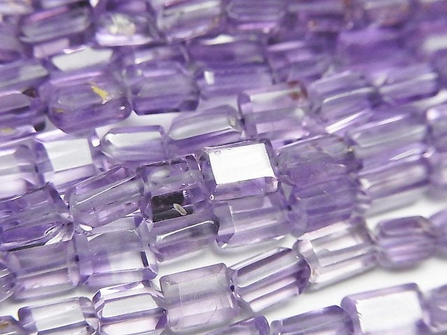 紫水晶 AA++ 刻面長方體 1串珠子 (約14英吋/34公分)