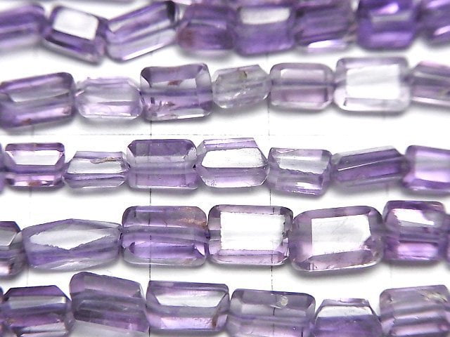 紫水晶 AA++ 刻面長方體 1串珠子 (約14英吋/34公分)