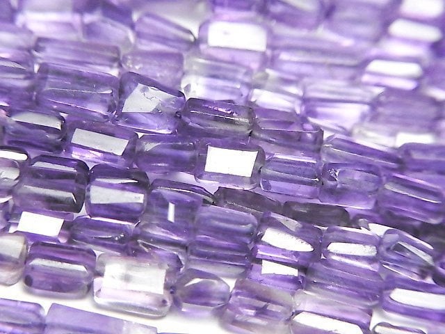 紫水晶 AA++ 刻面長方形 1串珠子 (約14英吋/34公分)