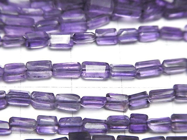 紫水晶 AA++ 刻面長方形 1串珠子 (約14英吋/34公分)