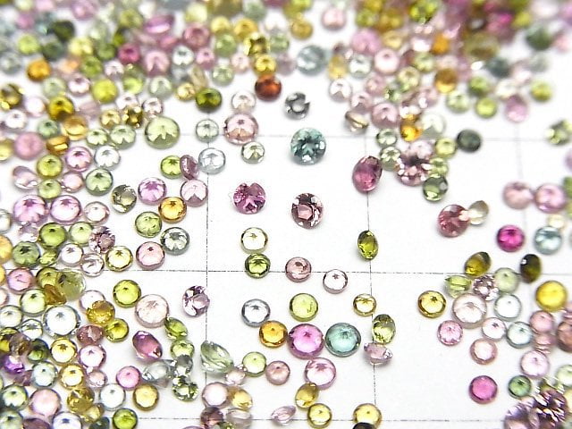 高品質多色碧璽 AAA 圓形刻面裸石 1-2毫米 10顆